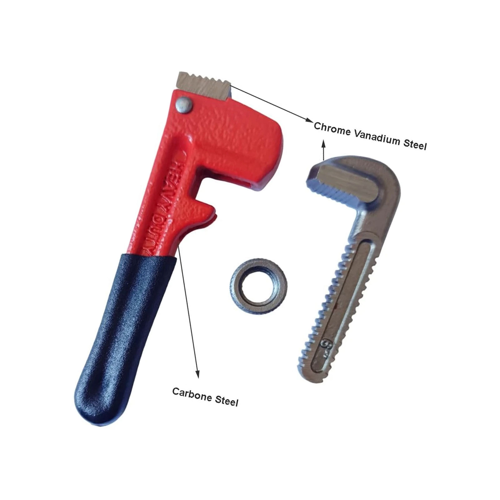 Pipe Wrench Adjustable - 【ประแจท่อแบบหนัก 6 นิ้ว】ประแจช่างประปาแบบปรับได้ ผลิตจากโครเมียม-วาเนเดียม พร้อมหัวจับแบบลอยและด้ามจับรูปตัวไอ สีแดง