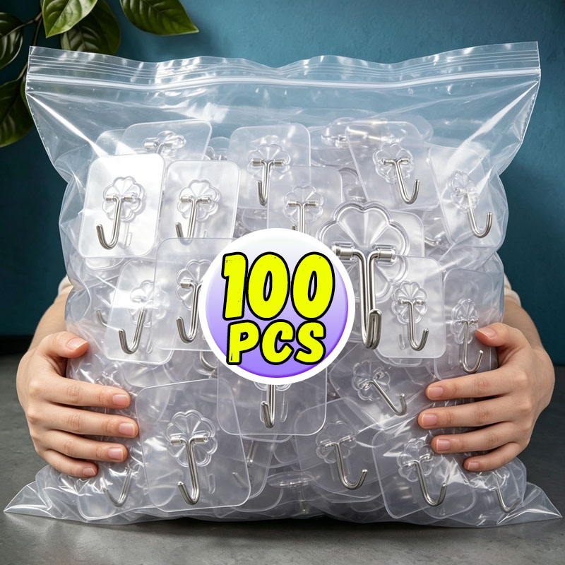 Wall Anchor Plastic - ตะขอแขวนติดผนังแบบมีกาวในตัว แข็งแรง ทนทาน ตะขอแขวนใส แขวนกุญแจ ผ้าเช็ดตัว