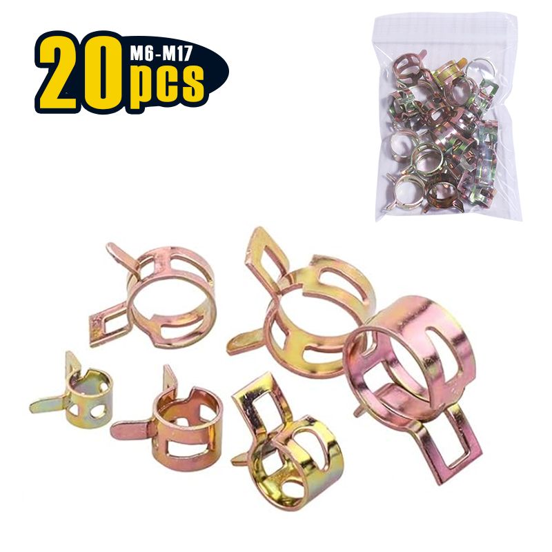 Hose Clamp Assorted - 20 ชิ้น 6-17 มิลลิเมตรฤดูใบไม้ผลิท่อ Clamp Assortment
