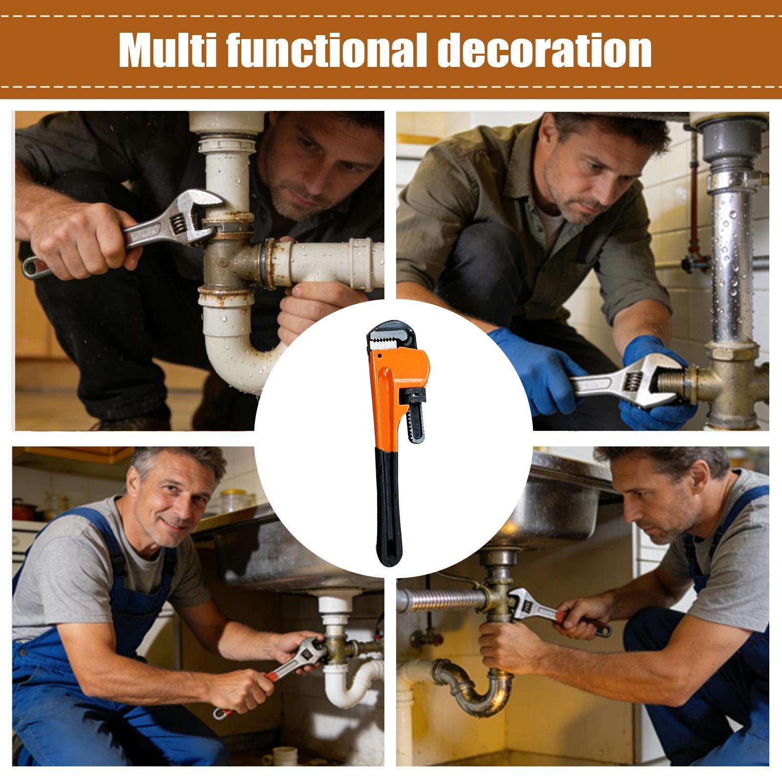 Pipe Wrench Adjustable - ประแจท่อประปาแบบปรับได้ 25 ซม. สำหรับงานหนัก ใช้กับอ่างล้างจานในครัว ท่อสวน