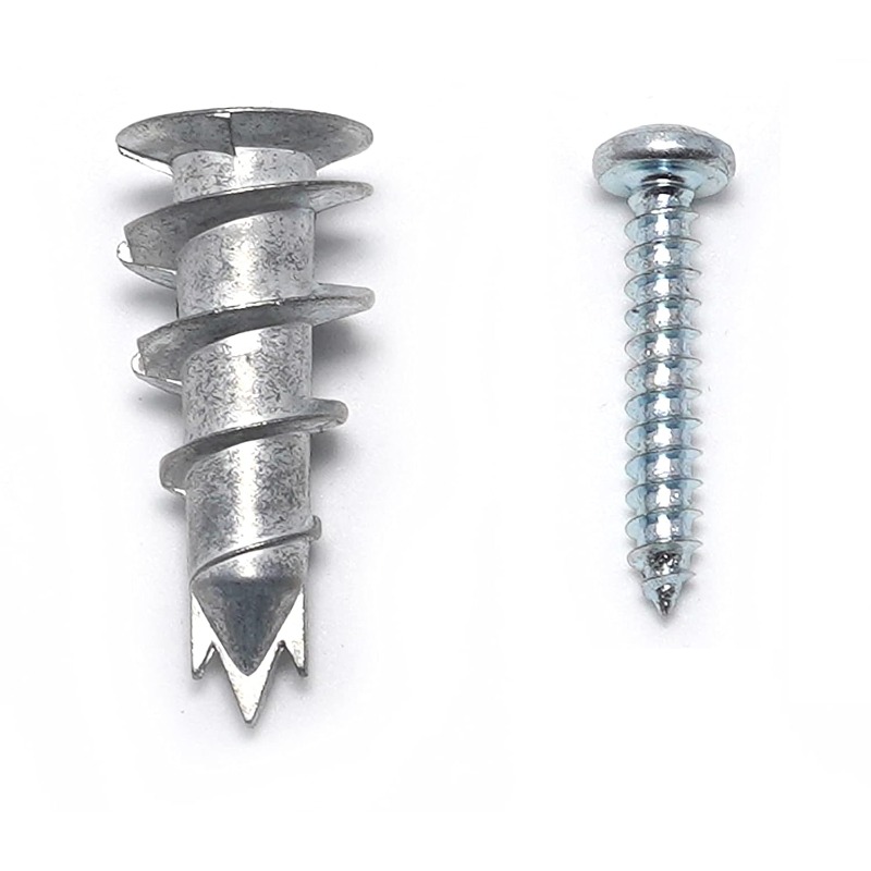 Drywall Anchor Screw - ชุดอุปกรณ์ยึดผนังแบบเจาะเอง 50/100 ชิ้น สำหรับผนังยิปซัม/ผนังกลวง พร้อมสกรูเกลียวปล่อยหัวแฉกชุบสังกะสี ﻿