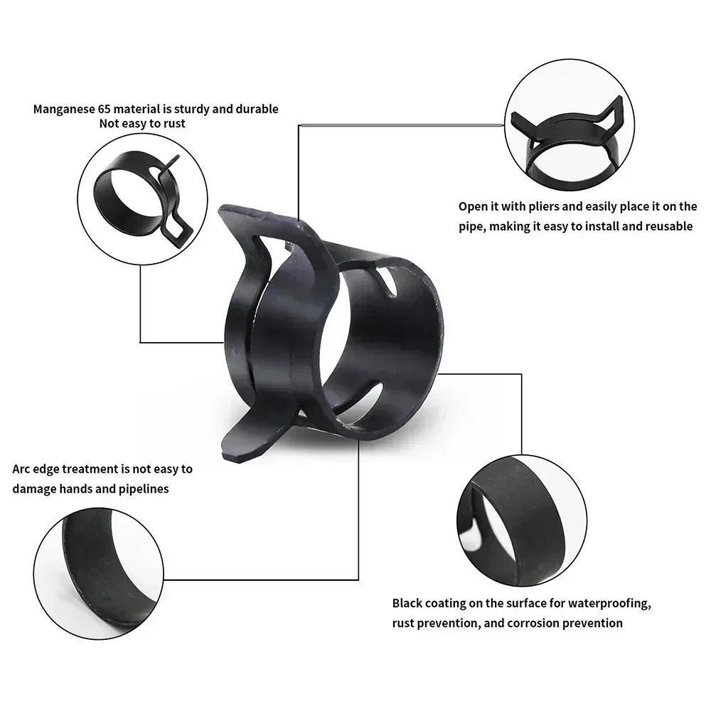140 ชิ้น 6-22 มิลลิเมตรสีดํา Q - Hose Clamp Assorted บทวิจารณ์และราคา