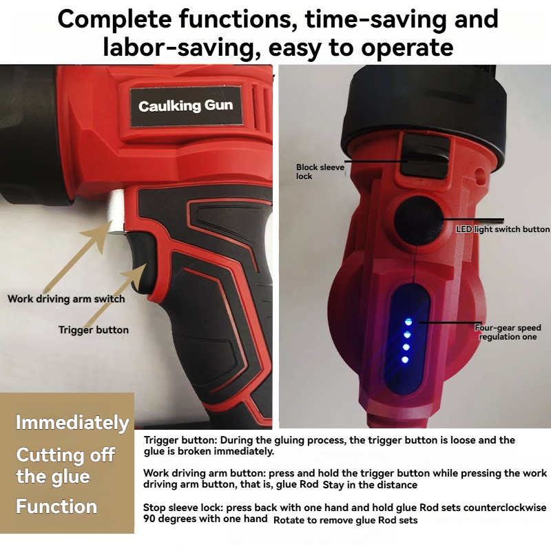 ปืนยิงกาวไฟฟ้าไร้สายพร้อมไฟ LE - Caulking Gun Dispensing บทวิจารณ์และราคา
